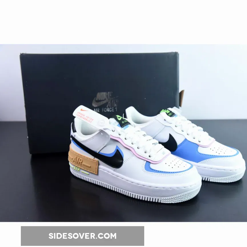 Ladies Nike Air Force 1 Shadow White Pink Blue / Nike Air Force 1 Multicolor Pastel FJ0735-100