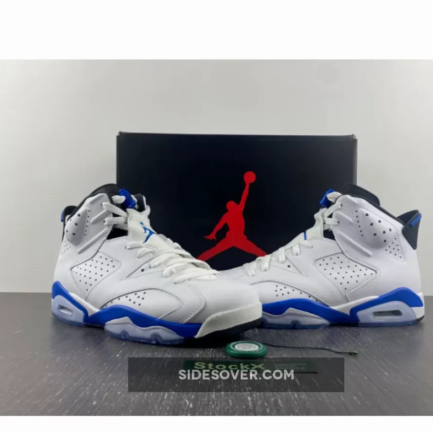 Air Jordan 6 White/Sport Blue-Black 384664-107 Restock