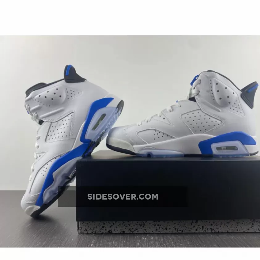 Air Jordan 6 White/Sport Blue-Black 384664-107 Restock