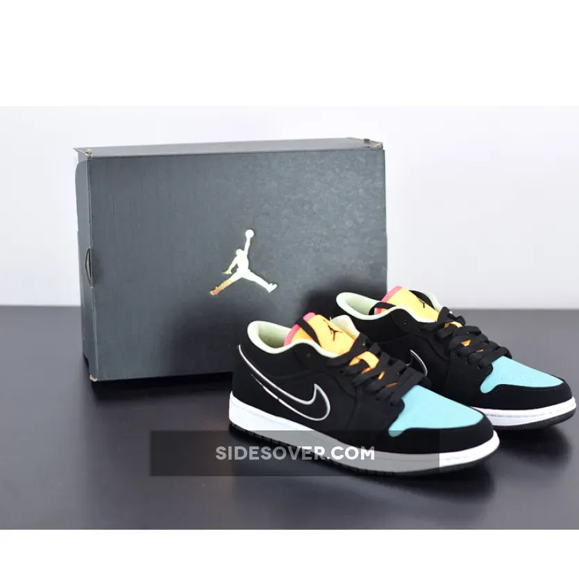 Air Jordan 1 Low Black/Aurora Green/Laser Orange - air jordan aurora