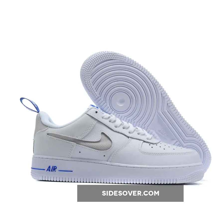 Nike Air Force 1 Low Cut Out Swoosh White Blue DC1429-100
