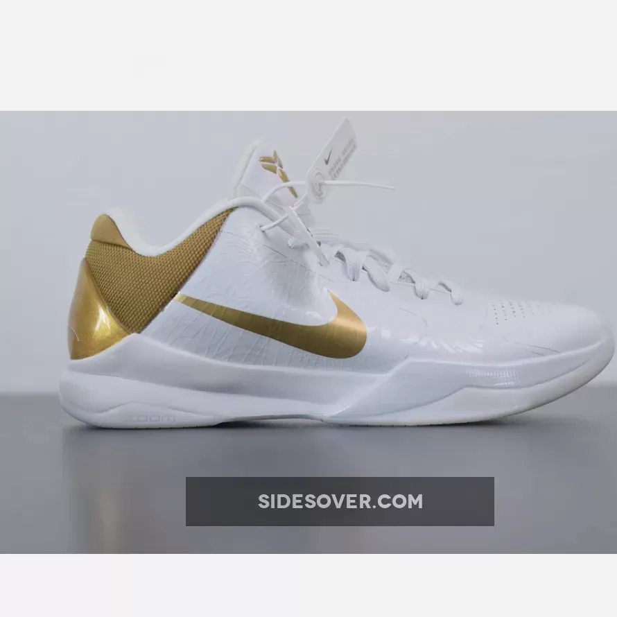 Nike Kobe 5 'Big Stage Home' White Gold - Kobe Gold And White 386429-108