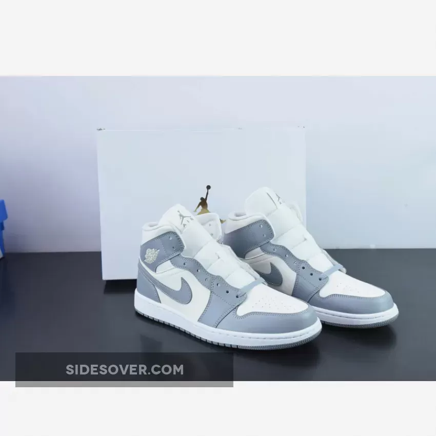 Air Jordan 1 Mid 'Grey Sail' BQ6472-115 #jordan air 1 mid grey
