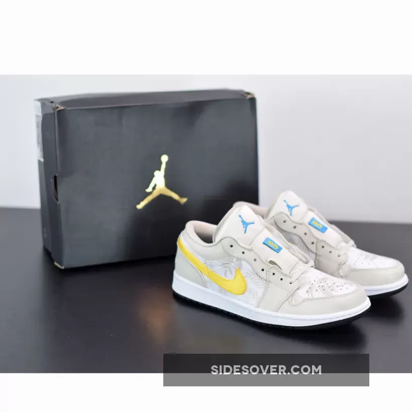 Air Jordan 1 Low 'Palm Tree' Light Orewood Brown/Amarillo-White #jordan 1 low tropical orewood