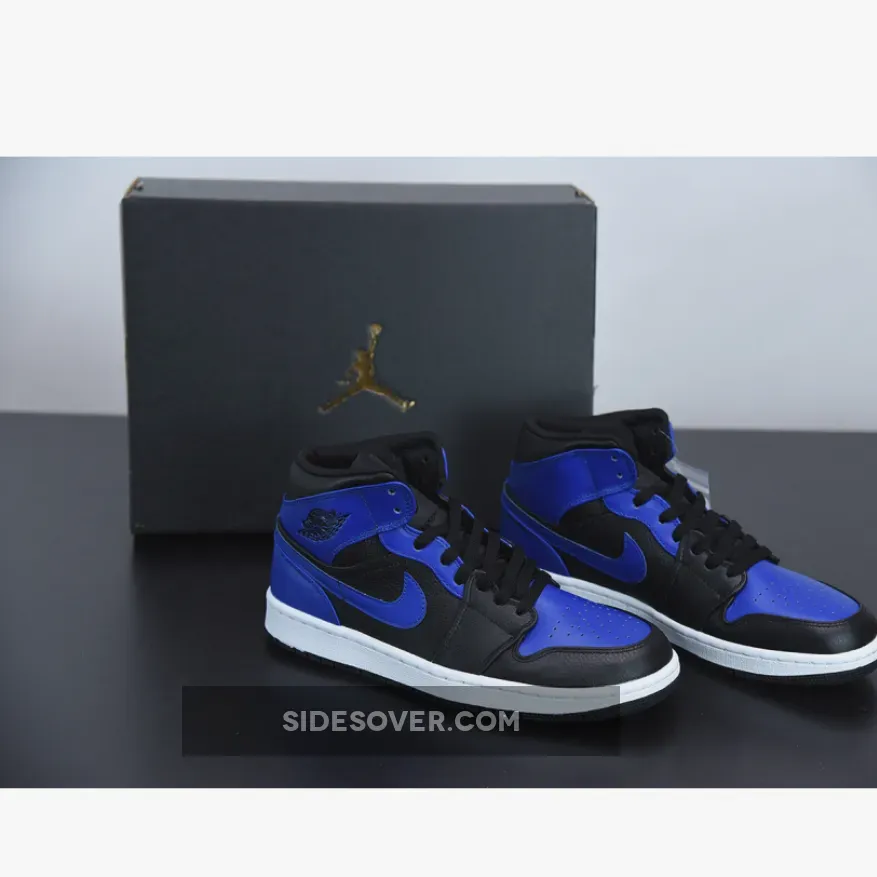 Air Jordan 1 Mid Black/white/hyper Royal Air Jordan 1 Mid Black/Hyper Royal 554724-077