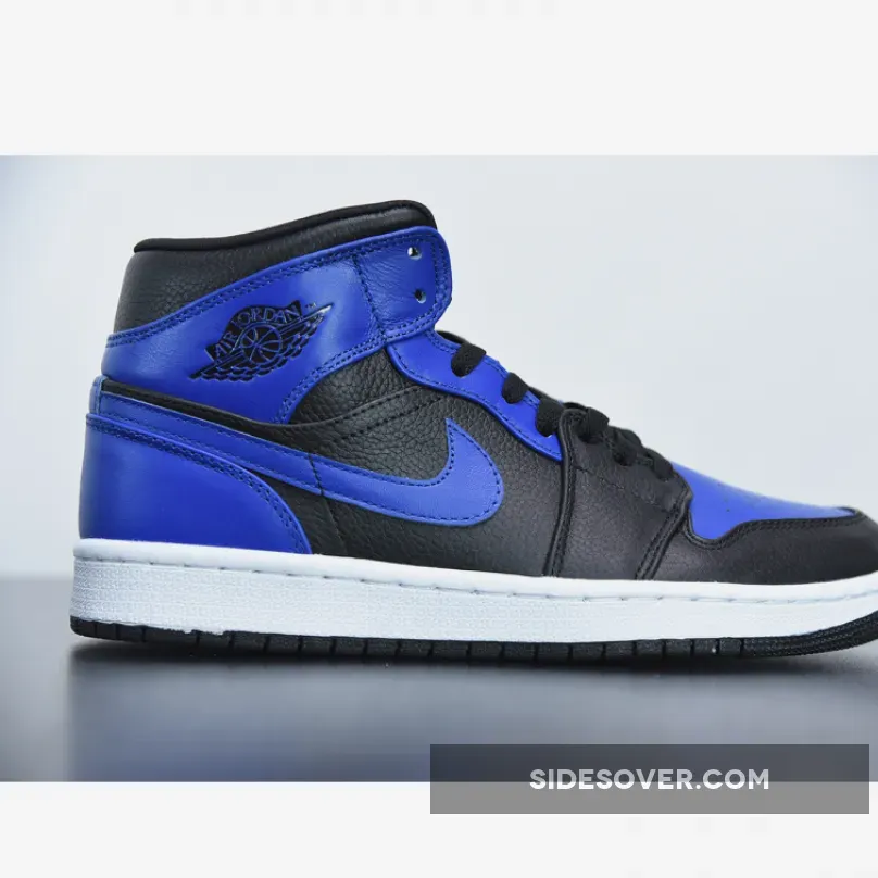 Air Jordan 1 Mid Black/white/hyper Royal Air Jordan 1 Mid Black/Hyper Royal 554724-077