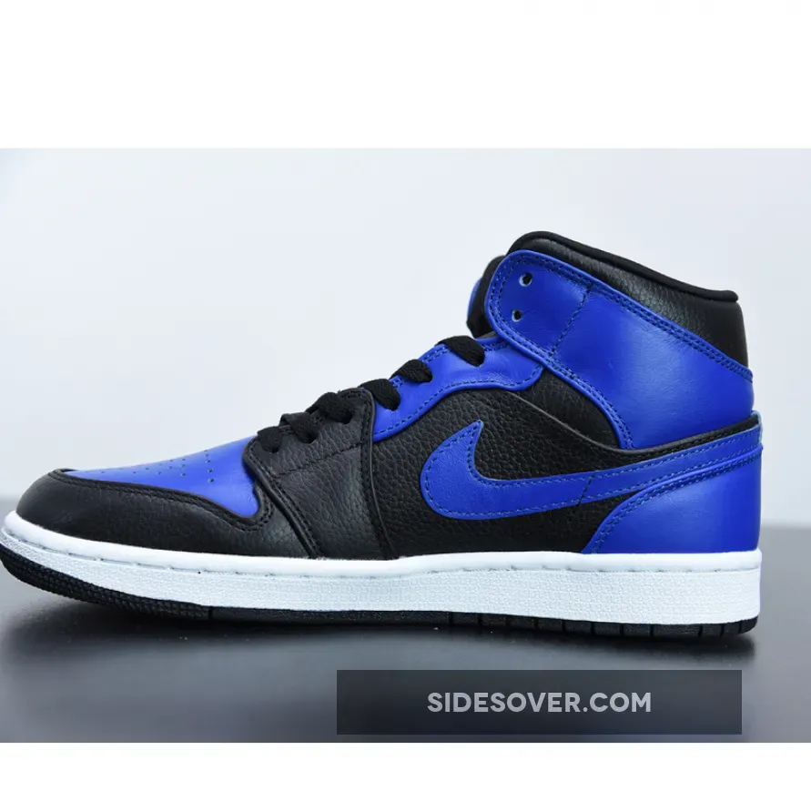 Air Jordan 1 Mid Black/white/hyper Royal Air Jordan 1 Mid Black/Hyper Royal 554724-077