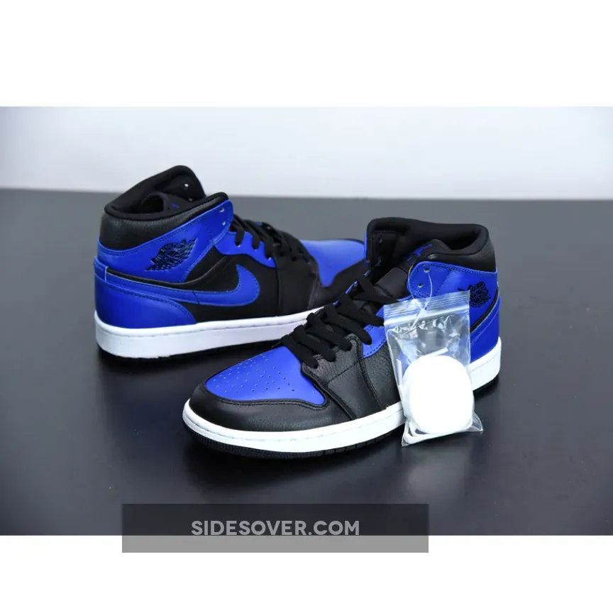 Air Jordan 1 Mid Black/white/hyper Royal Air Jordan 1 Mid Black/Hyper Royal 554724-077