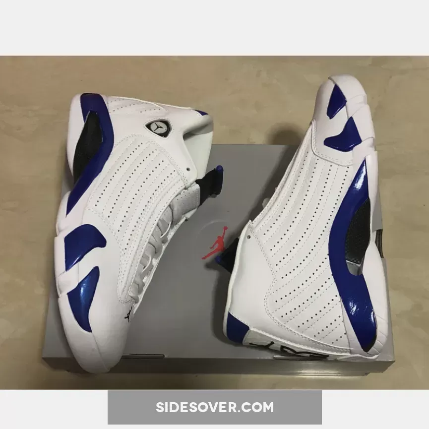 Air Jordan 14 Retro 'Hyper Royal' AJ14 WHITE ROYAL-BLACK, 14 Blue Jordan 487471-104