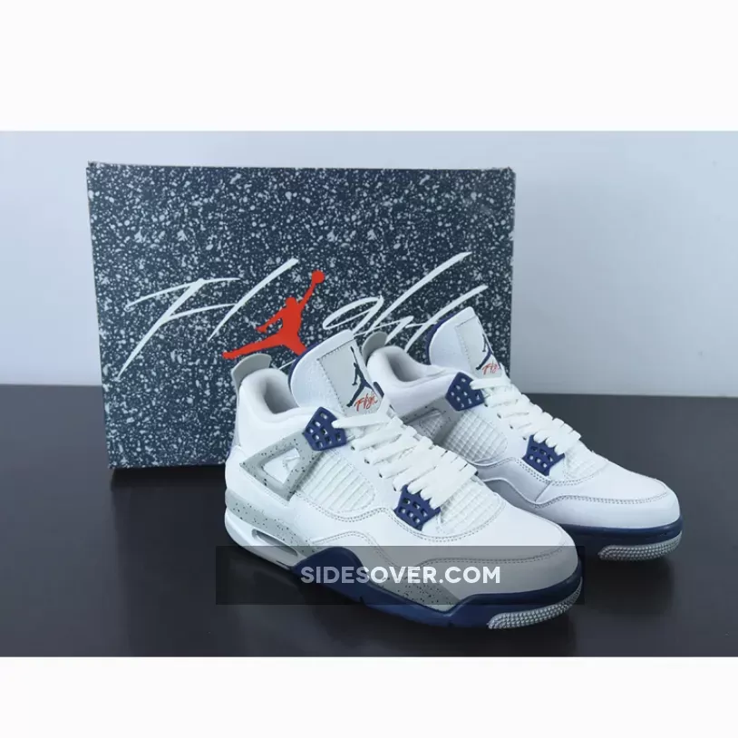 Air Jordan 4 White/Midnight Navy-Light Smoke Grey-Fire Red DH6927-140 / jordan 4 retro white/midnight navy/smoke grey