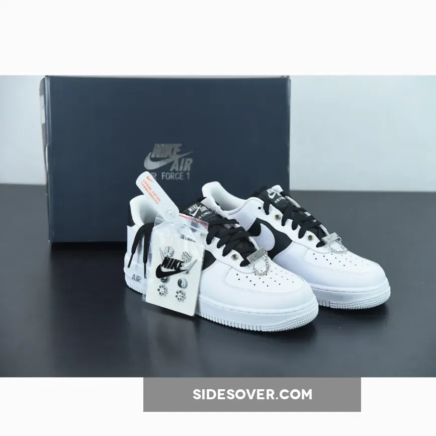 Nike Air Force 1 Low Snap Button Bling Black White #air force snap