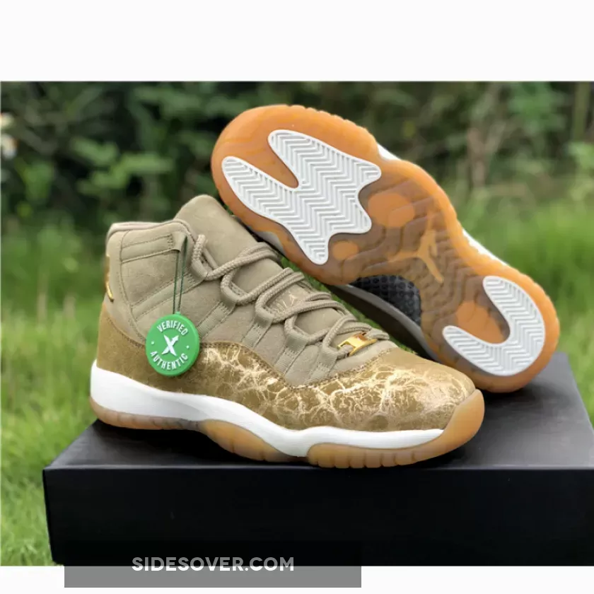 Air Jordan 11 Retro Neutral Olive/Sail-Gum Light Brown-Metallic Stout AJ11 - air jordan 11 olive green