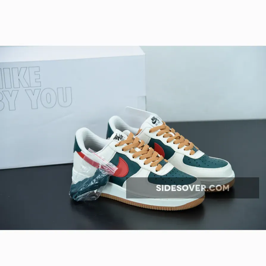 Custom Nike Air Force 1 Low By You White Red Brown | custom air force 1 brown