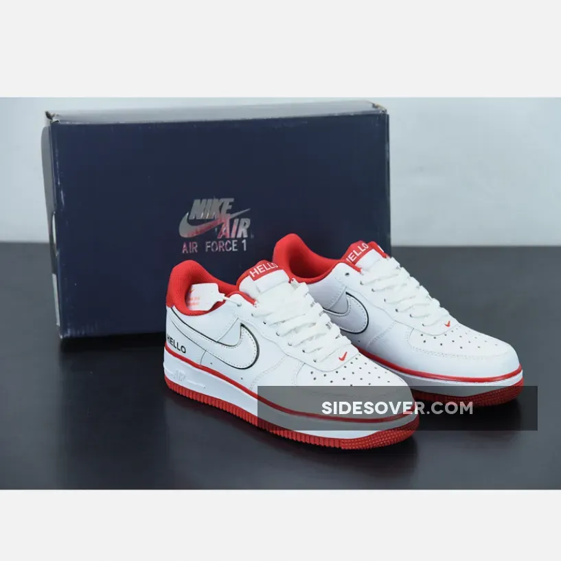 Nike Air Force 1 Low ‘Hello’ White/University Red-Black / Af1 Hello CZ0327-100
