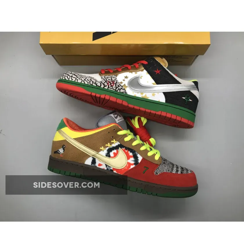 Nike SB Dunk Low 'What the Dunk' White/College Blue-Chrome-Deep Red / what the dunks nike