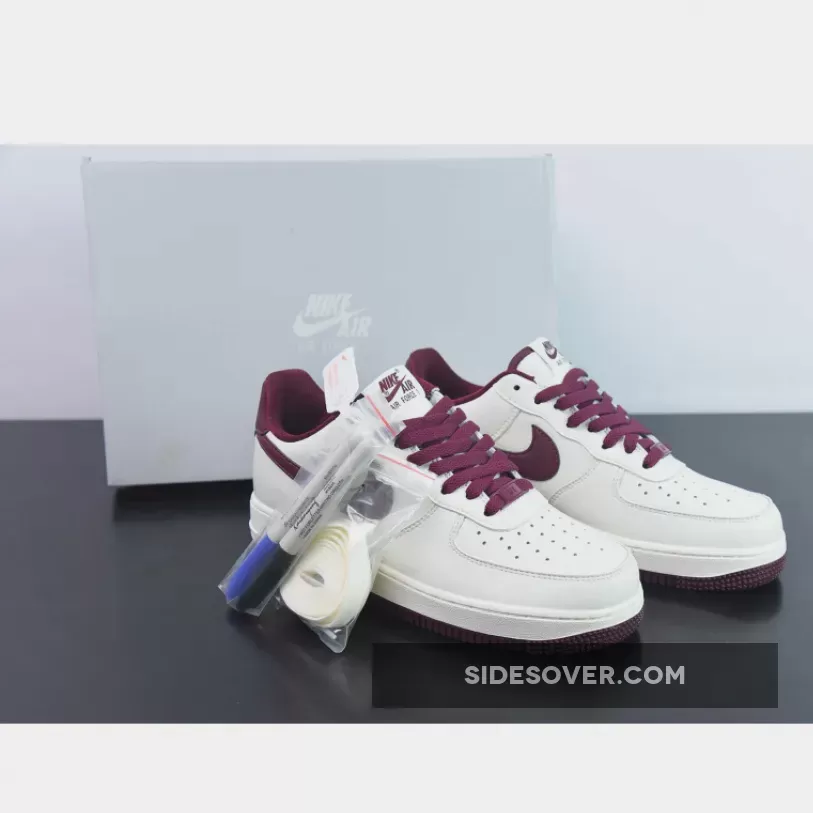 Custom Nike Air Force 1 Low White Wine Red New Releases