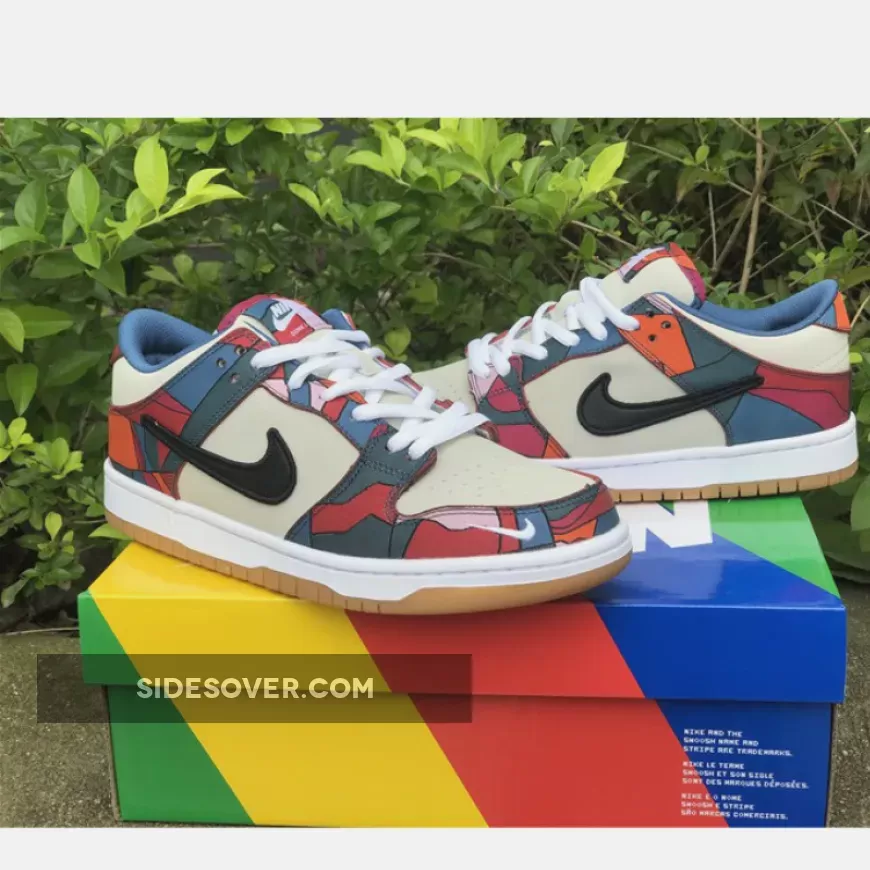 Parra x Nike SB Dunk Low Fire Pink/Gym Red-Mocha-White-Royal Blue-Black / nike sb blue and black