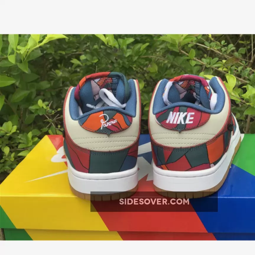 Parra x Nike SB Dunk Low Fire Pink/Gym Red-Mocha-White-Royal Blue-Black / nike sb blue and black