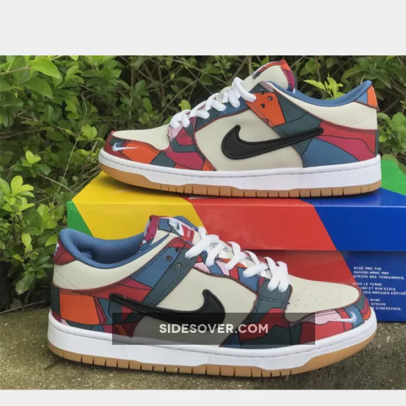 Parra x Nike SB Dunk Low Fire Pink/Gym Red-Mocha-White-Royal Blue-Black / nike sb blue and black