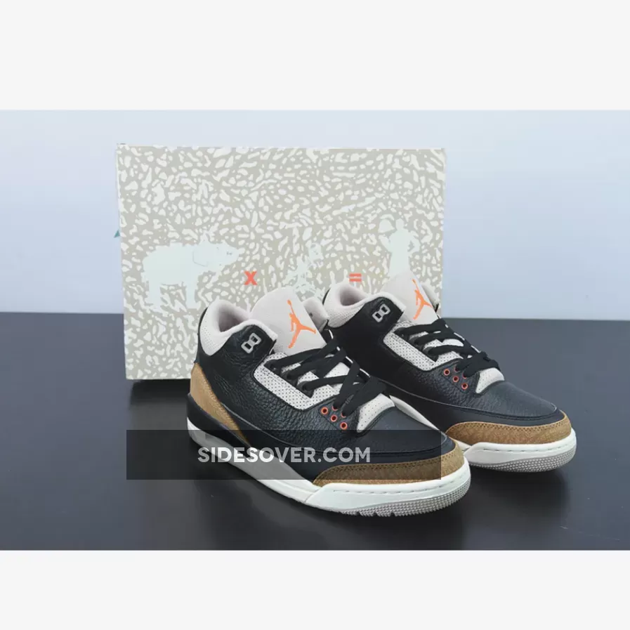 Air Jordan 3 'Desert Elephant' Black/Rush Orange-Fossil Stone-Sail #black and orange 3s
