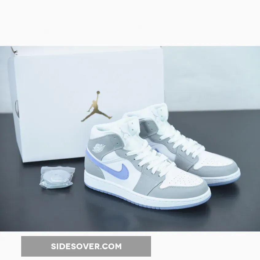 Air Jordan 1 Mid White Grey Blue wolf gray jordans