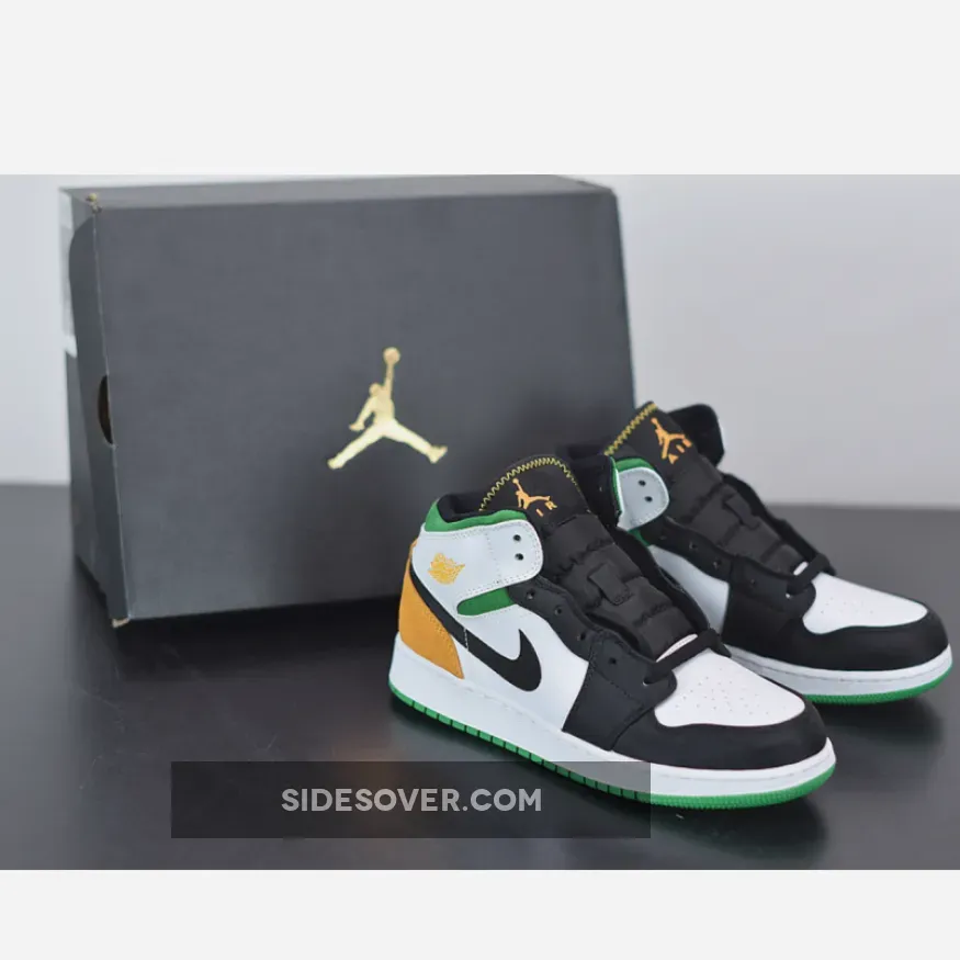Air Jordan 1 Mid White/Laser Orange-Black-Lucky Green | laser jordan 1