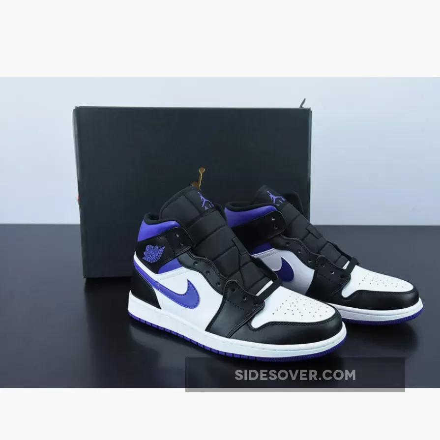 Air Jordan 1 Mid "White/Black/Court Purple" 554724-095