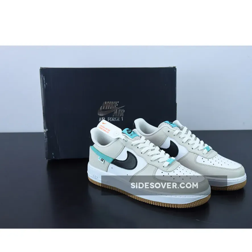 Split Air Force 1 - Nike Air Force 1 GS Spliced Swoosh Tan Green For Womens DX6062-101