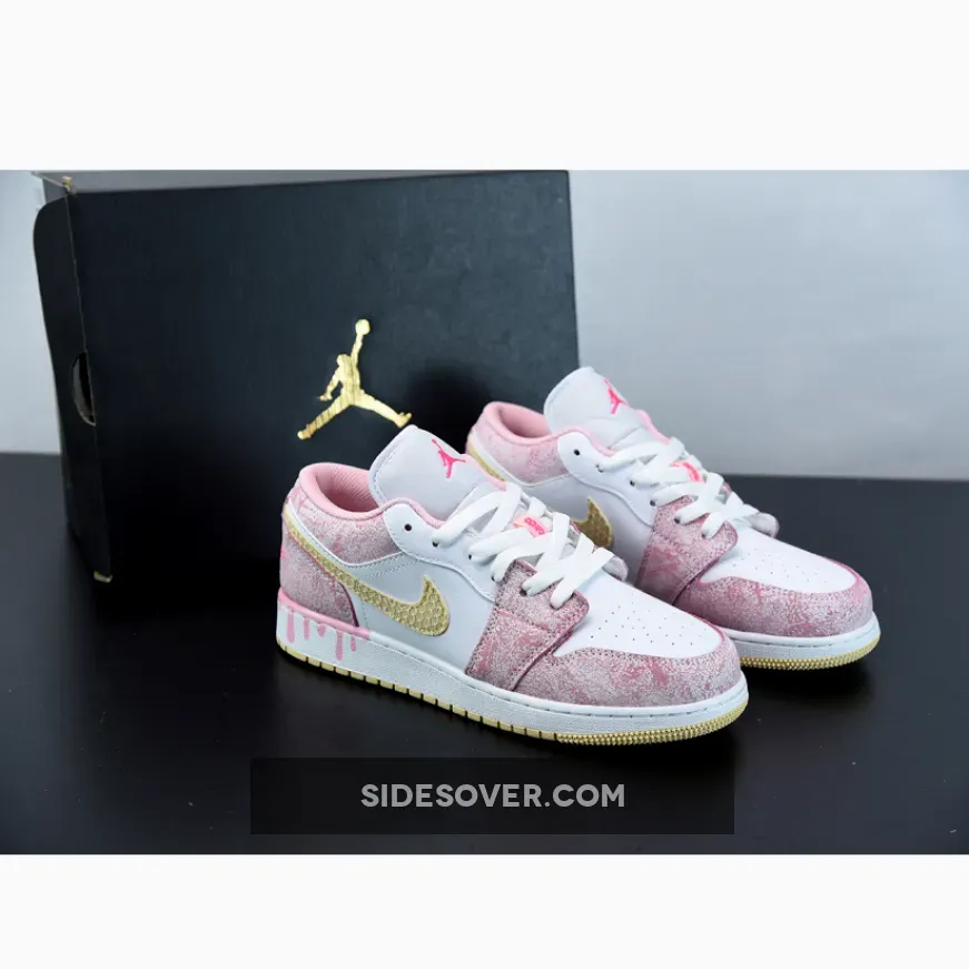 Aj 1 Ice Cream - Air Jordan 1 Low SE GS 'Paint Drip Arctic Punch' CW7104-601
