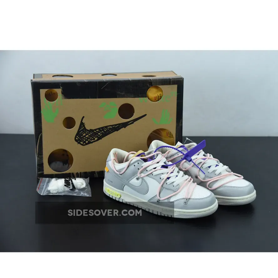 50 Off 119 / Off-White x Nike Dunk Low '24 of 50' Sail/Neutral Grey/Washed Coral DM1602-119