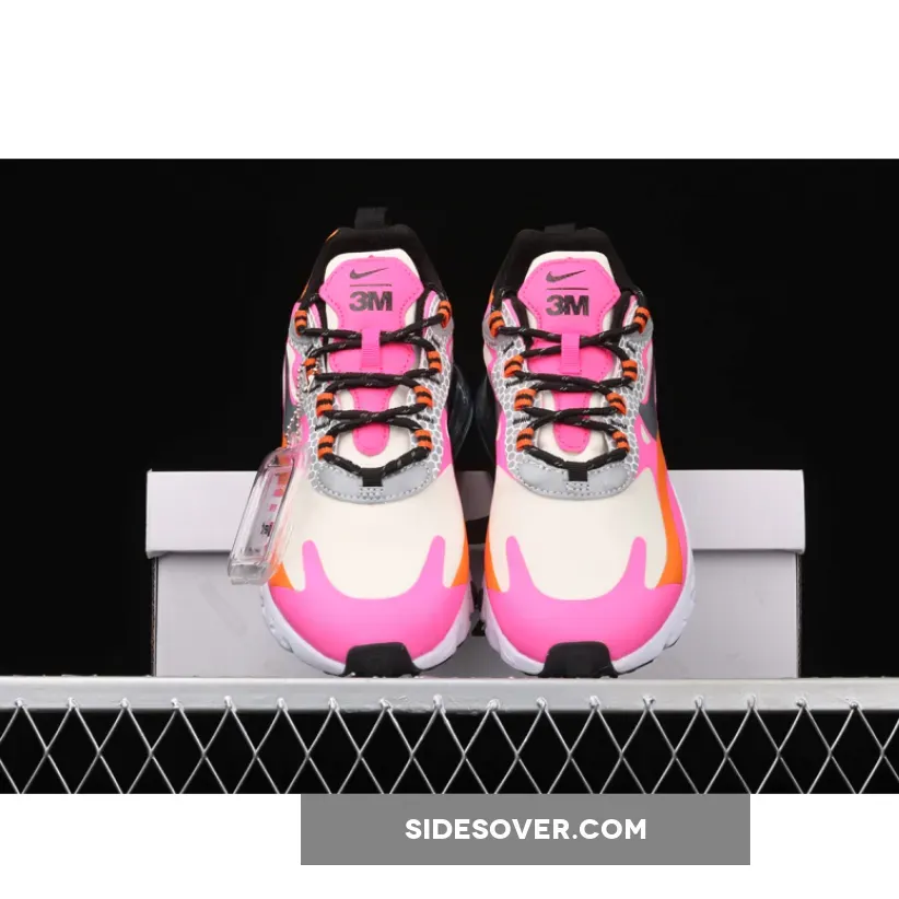 Nike Air Max 270 React White Orange Pink CT1834-100 #orange and pink nikes