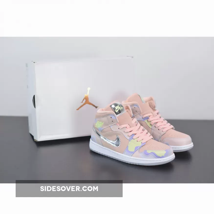 Air Jordan 1 Mid 'P(HER)SPECTIVE' Washed Coral/Chrome/Light Whistle / chrome jordan 1