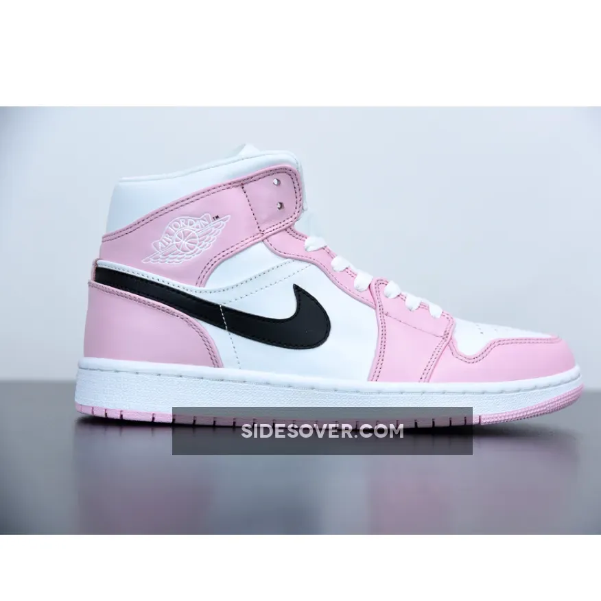 Wmns Air Jordan 1 Mid 'Barely Rose' AJ1 White/Black #nike jordan barely rose