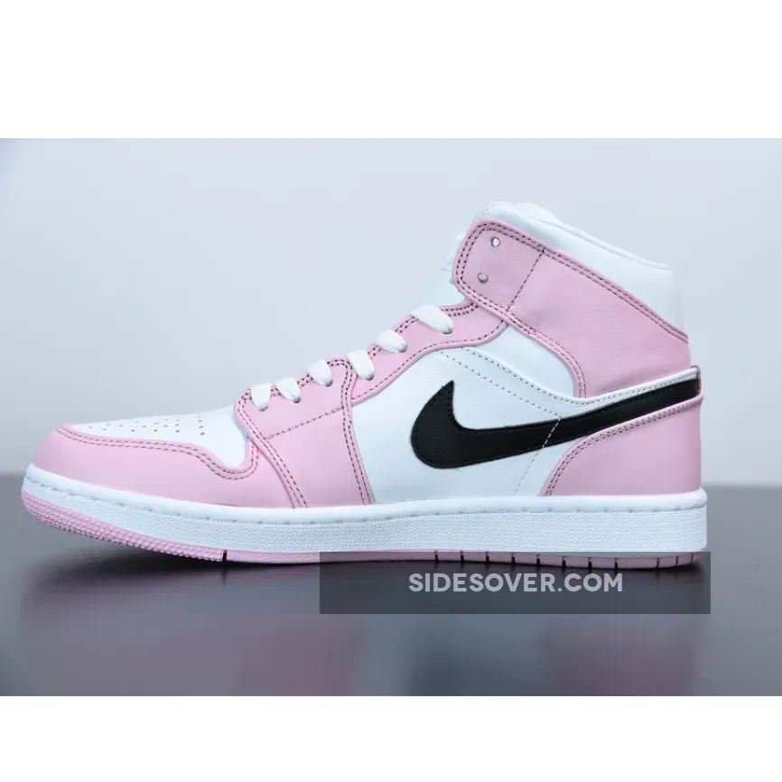 Wmns Air Jordan 1 Mid 'Barely Rose' AJ1 White/Black #nike jordan barely rose