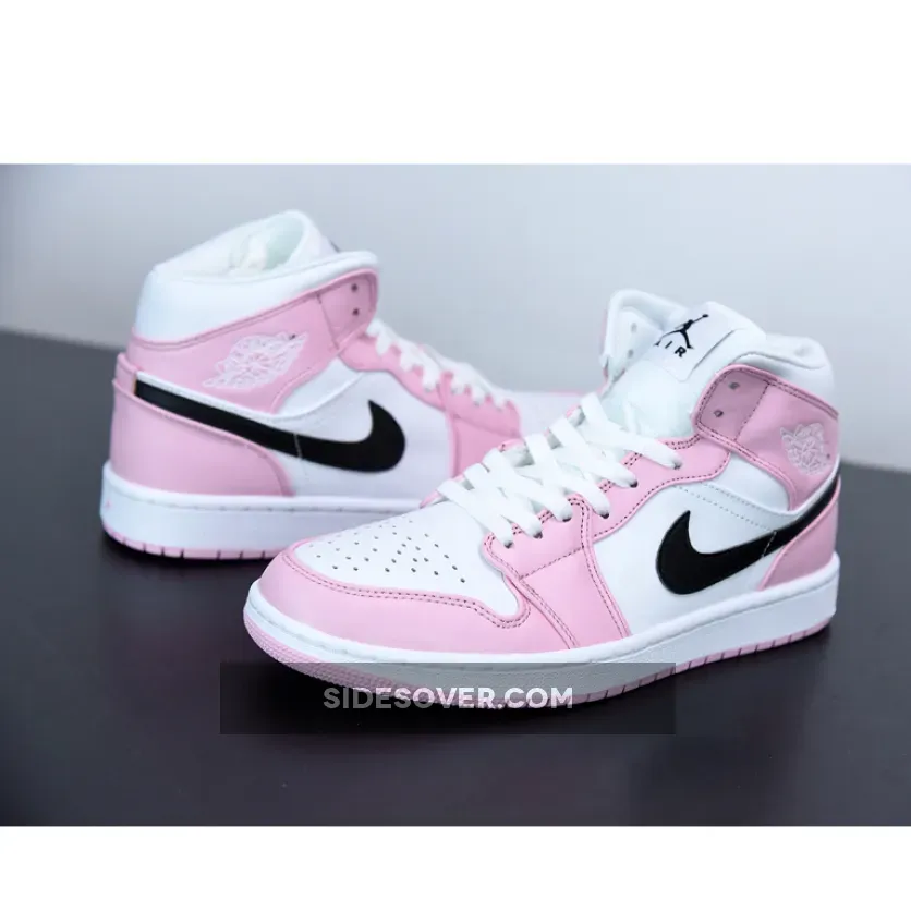 Wmns Air Jordan 1 Mid 'Barely Rose' AJ1 White/Black #nike jordan barely rose