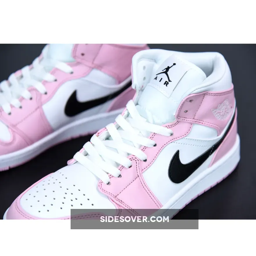 Wmns Air Jordan 1 Mid 'Barely Rose' AJ1 White/Black #nike jordan barely rose