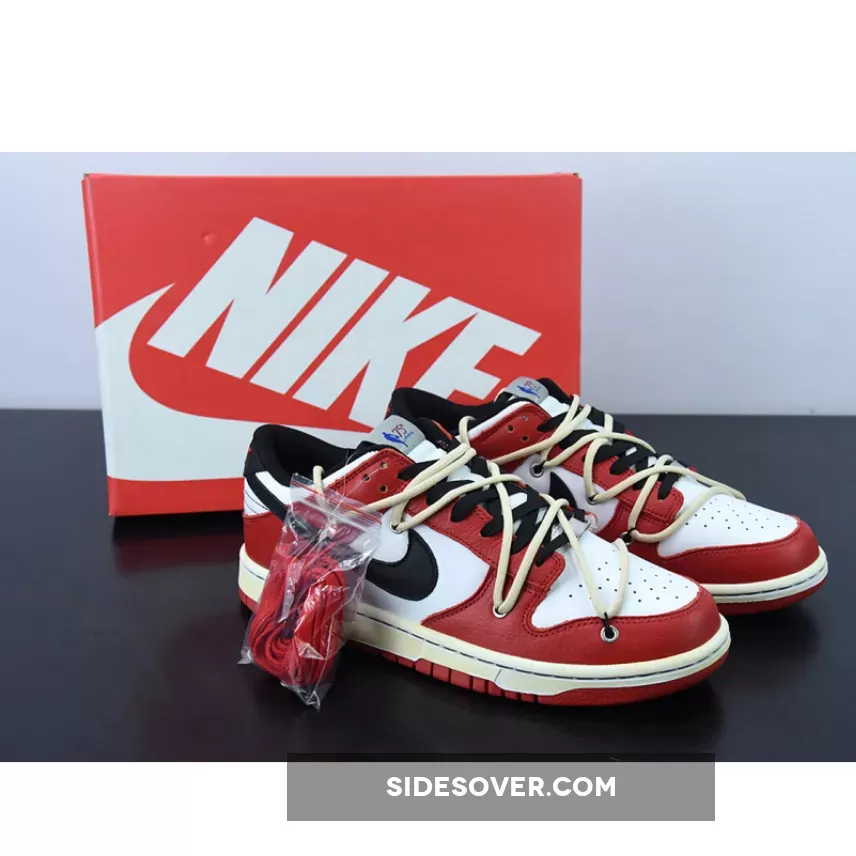 Custom x Nike Dunk Low EMB NBA 'Chicago' Red White Black / chicago nba dunks