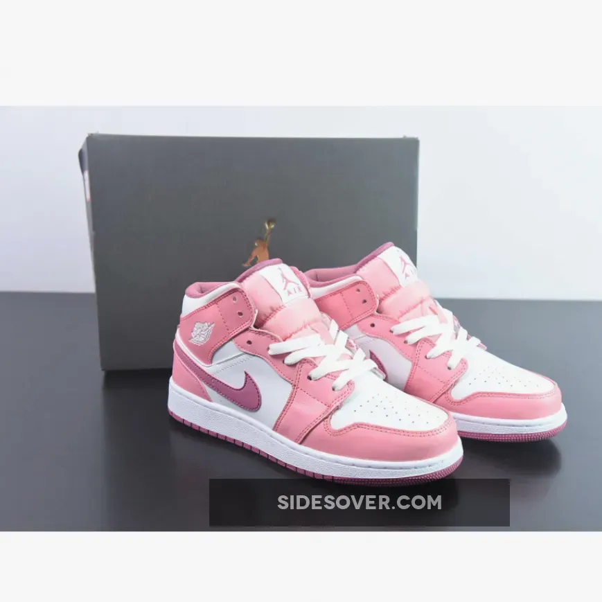 Air Jordan 1 Mid "Valentine’s Day" Coral Chalk/Desert Berry/White