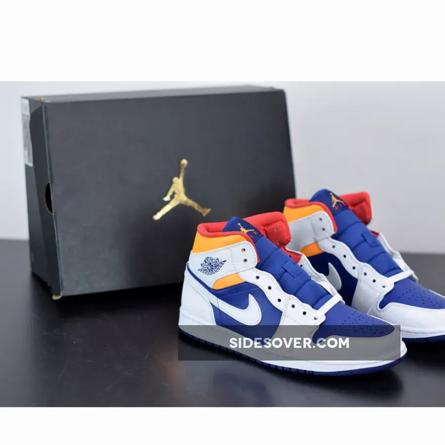 Nike Air Jordan 1 Blue Orange - Air Jordan 1 Mid White/Royal Blue-Track Red-Orange 554724-131