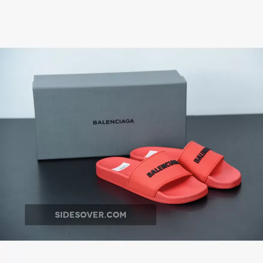 Online Sale Balenciaga Logo Pool Sides Sandals Blue 1675867593
