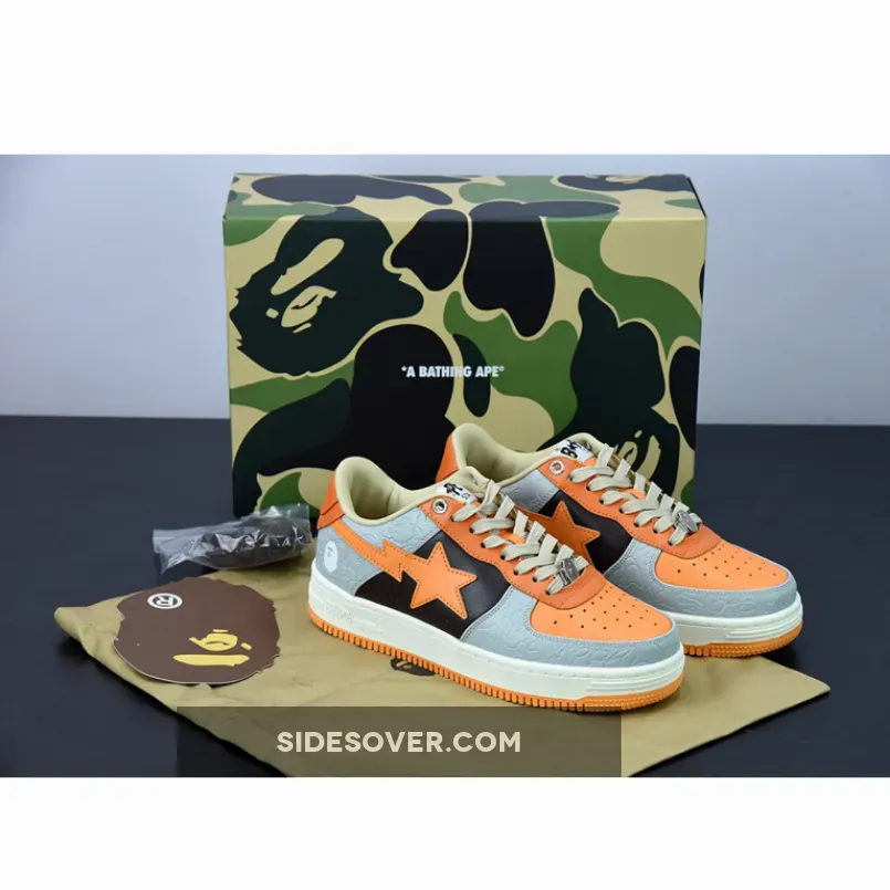 A Bathing Ape Bape Sta Low Cool Grey/Orange-Mocha #bape sta mocha