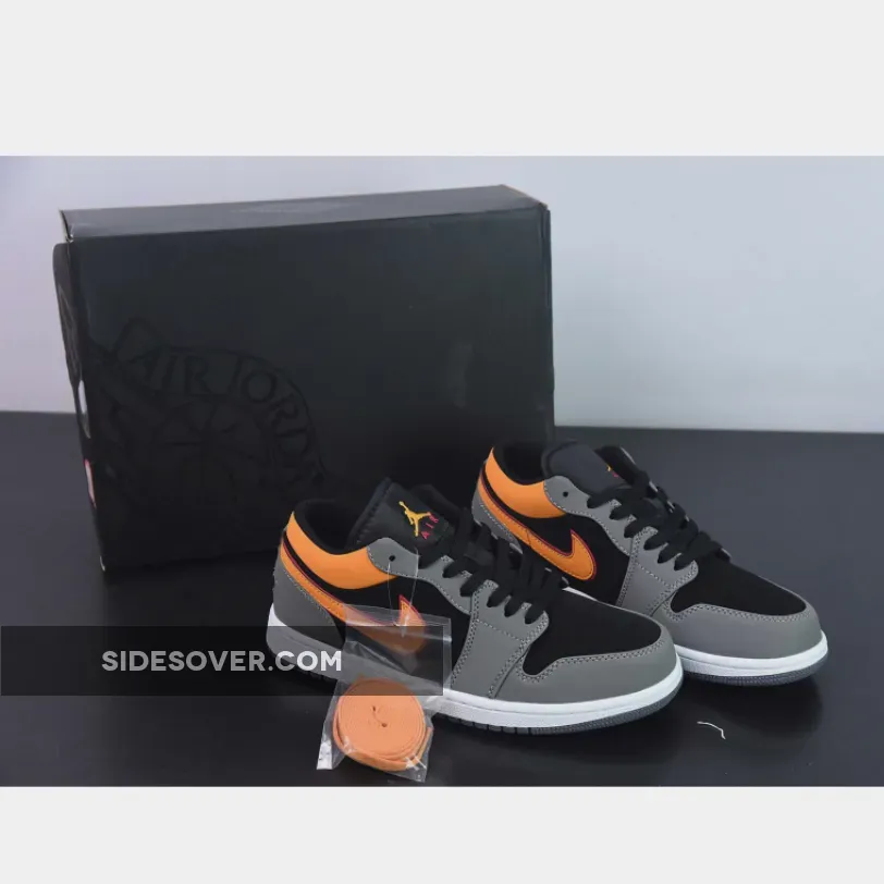 Air Jordan 1 Low Black/Vivid Orange-Light Graphite | black jordans
