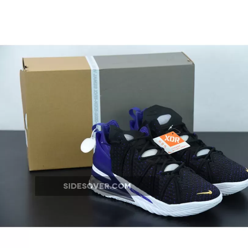Nike LeBron 18 'Lakers' Black/Metallic Gold-Court Purple-White CQ9283-004 Discount