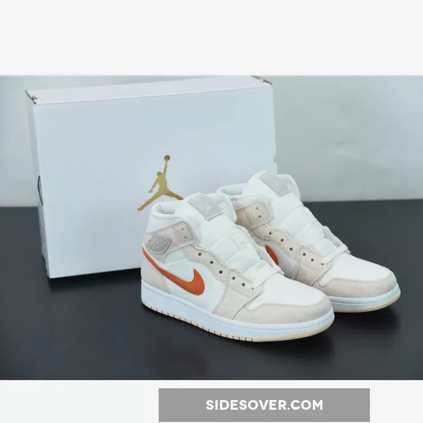 Air Jordan 1 Mid 'Corduroy' Sail/Orange Quartz / jordan corduroy