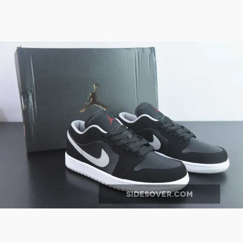 Air Jordan 1 Low Black/University Red-Cement Grey
