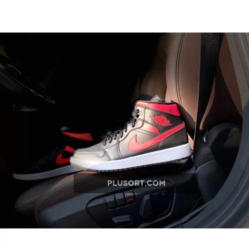 Air Jordan 1 Mid Black/Siren Red-White