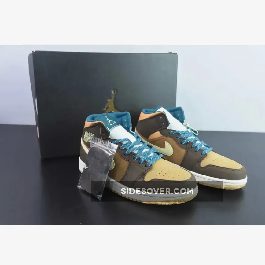 Air Jordan 1 Mid Cacao Wow/Luminous Green-Geode Teal