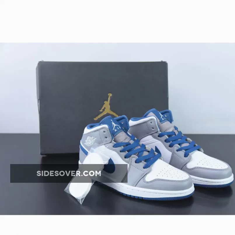 Air Jordan 1 Mid Cement Grey/White-True Blue
