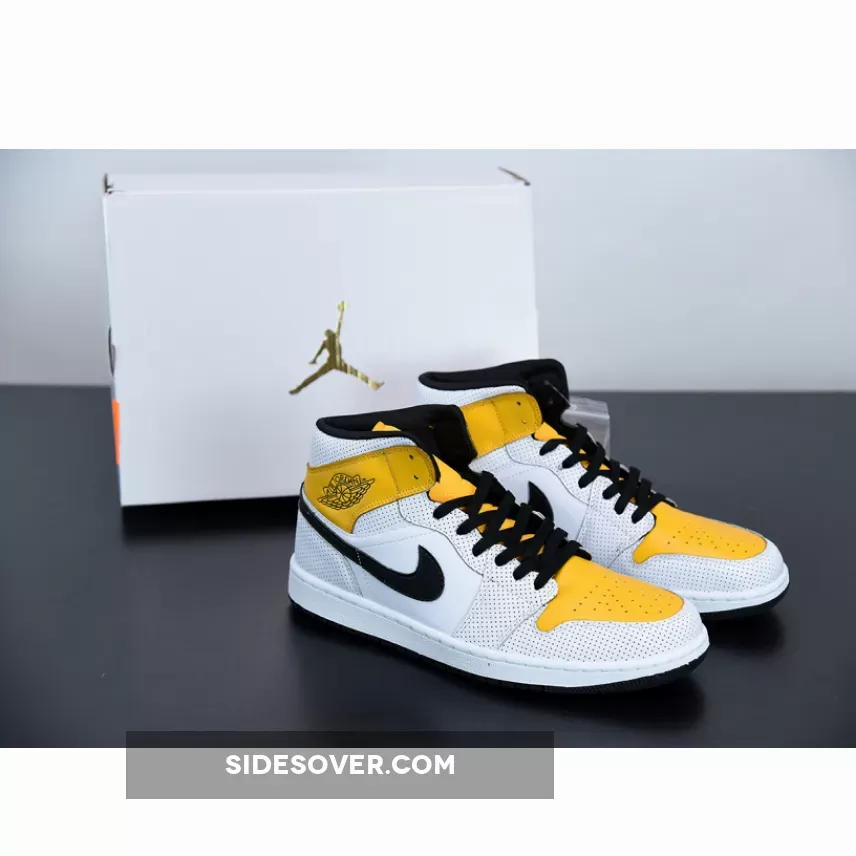 Air Jordan 1 Mid White/Black-University Gold