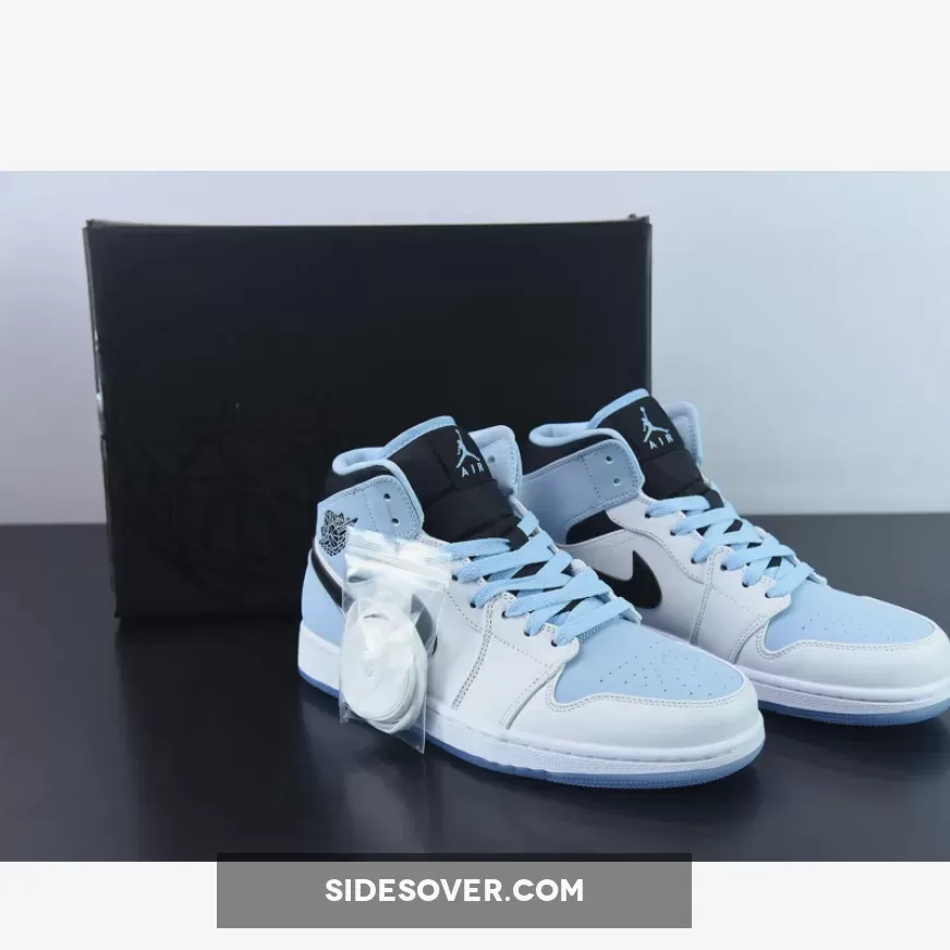 Air Jordan 1 Mid White/Ice Blue-Black